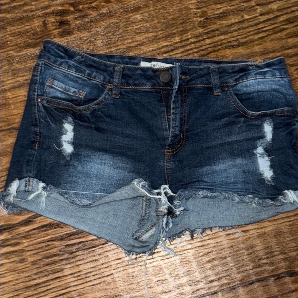 Refuge Midnight Blue Ripped Jean Shorts